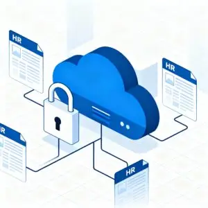 Illustration d’un serveur cloud sécurisé représentant la centralisation et la protection des données RH