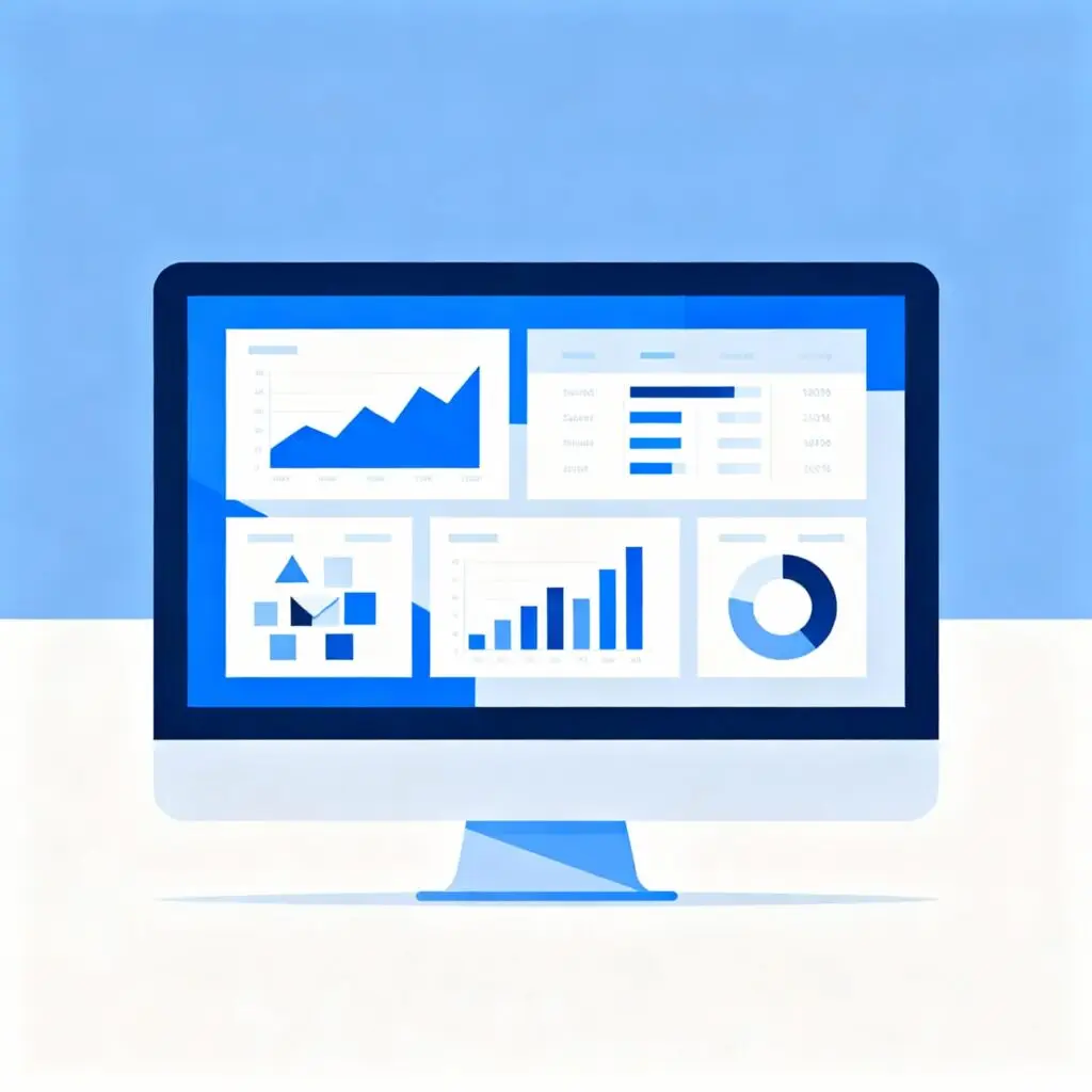 Illustration représentant un tableau de bord et graphiques analytiques pour l’aide à la décision stratégique en ressources humaines