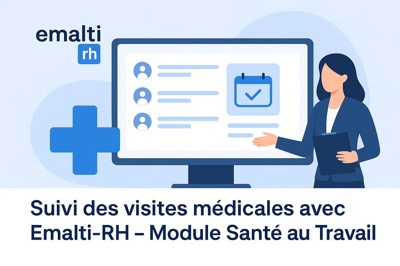 Interface du module Emalti-RH permettant le suivi automatisé des visites médicales et la conformité santé au travail pour les PME et ETI.